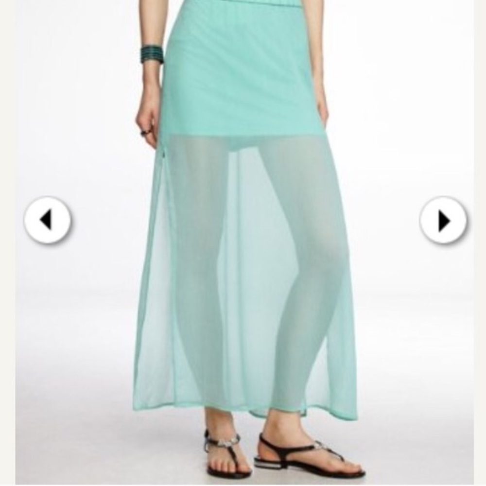 Express Sheer Chiffon Side Slit Maxi Skirt